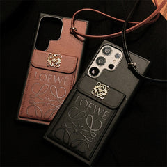 Trendy Embossed Card Holder Crossbody Samsung Case