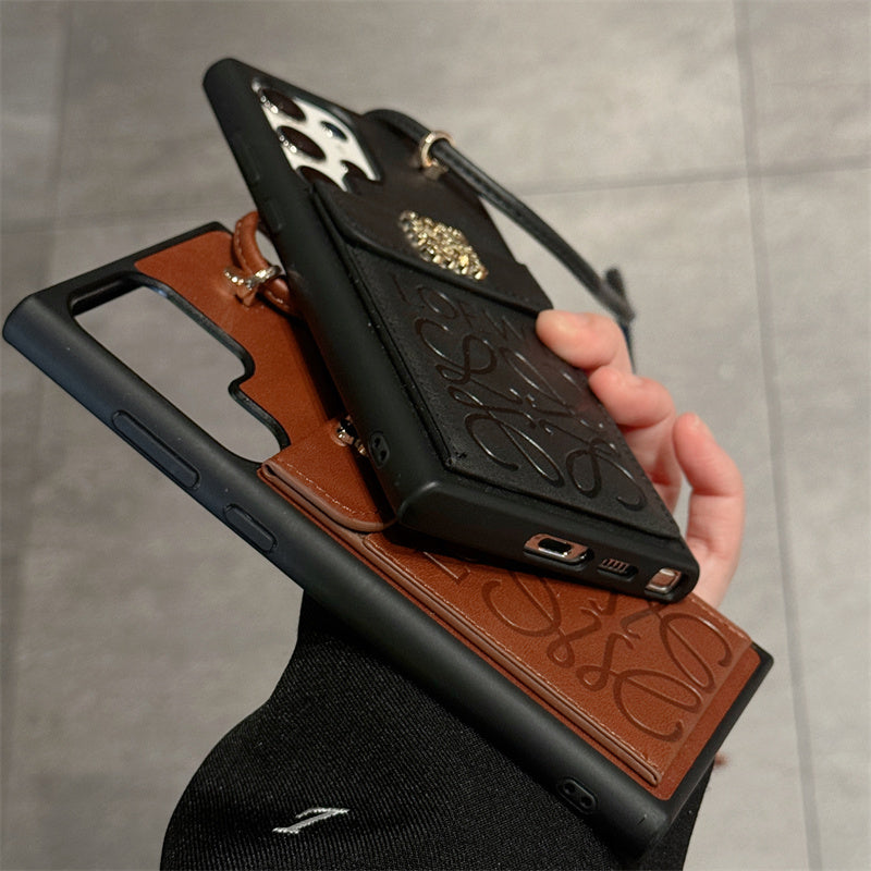 Trendy Embossed Card Holder Crossbody Samsung Case