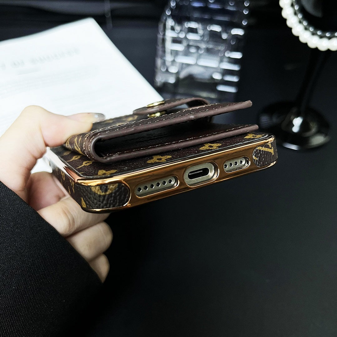 Electroplating All-inclusive Leather Wallet Case