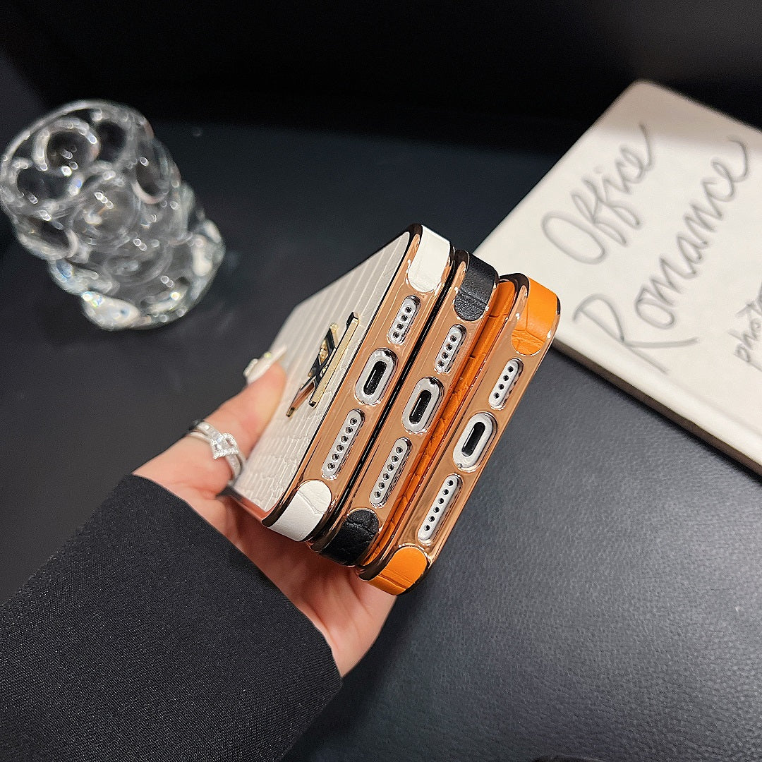 Electroplating Luxury Crocodile Pattern Leather Case