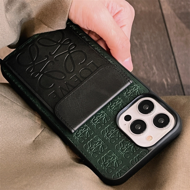 Leather Card Holder With Strap Case