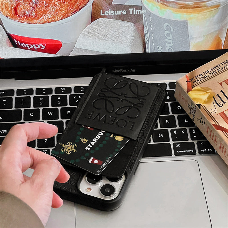 Leather Card Holder With Strap Case