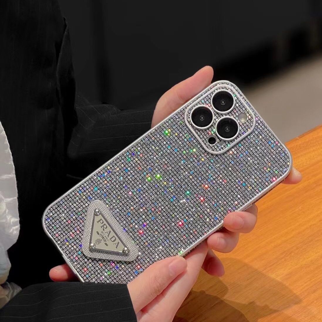 Sparkling Diamond Triangle Logo Case