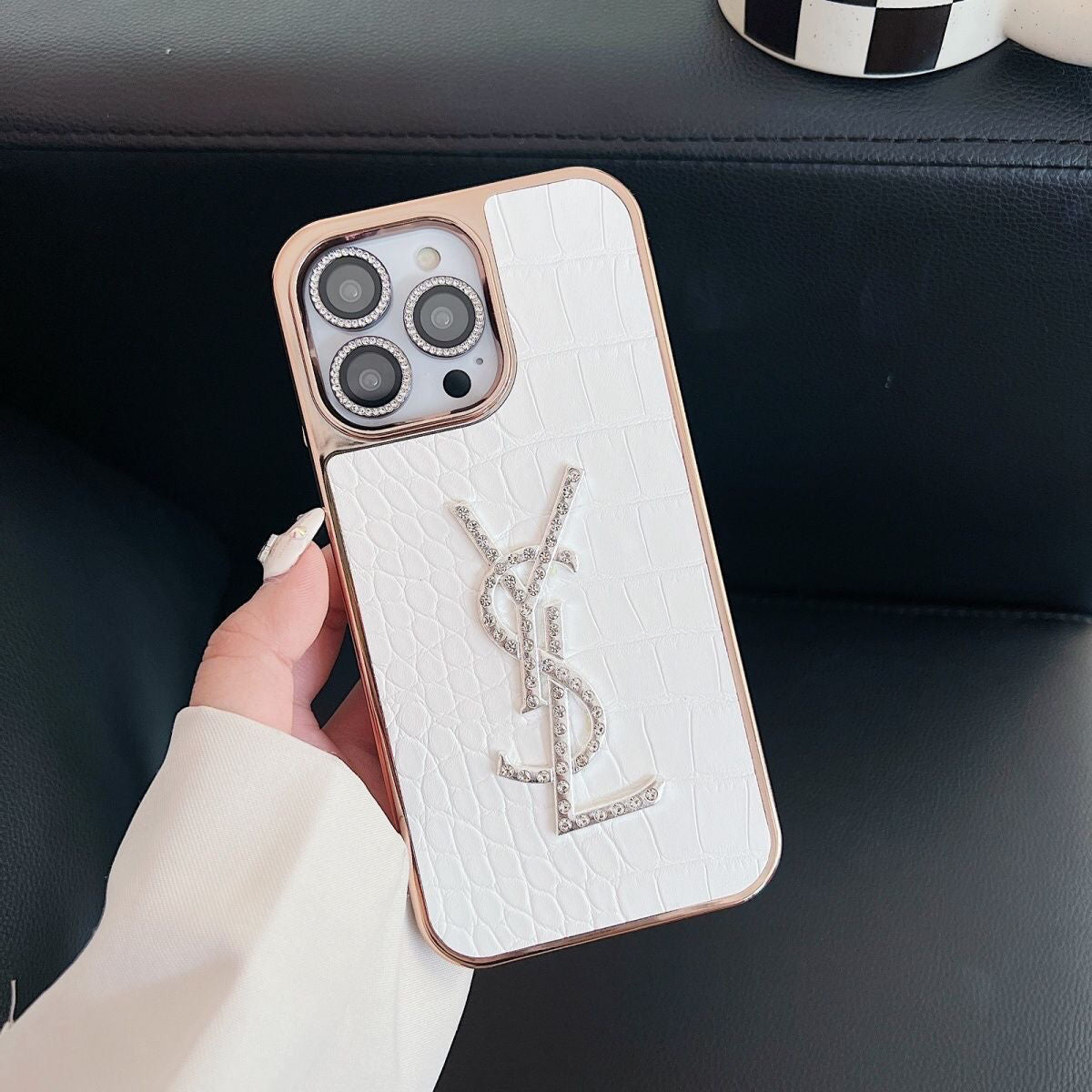 Electroplating Crocodile Pattern Leather Case