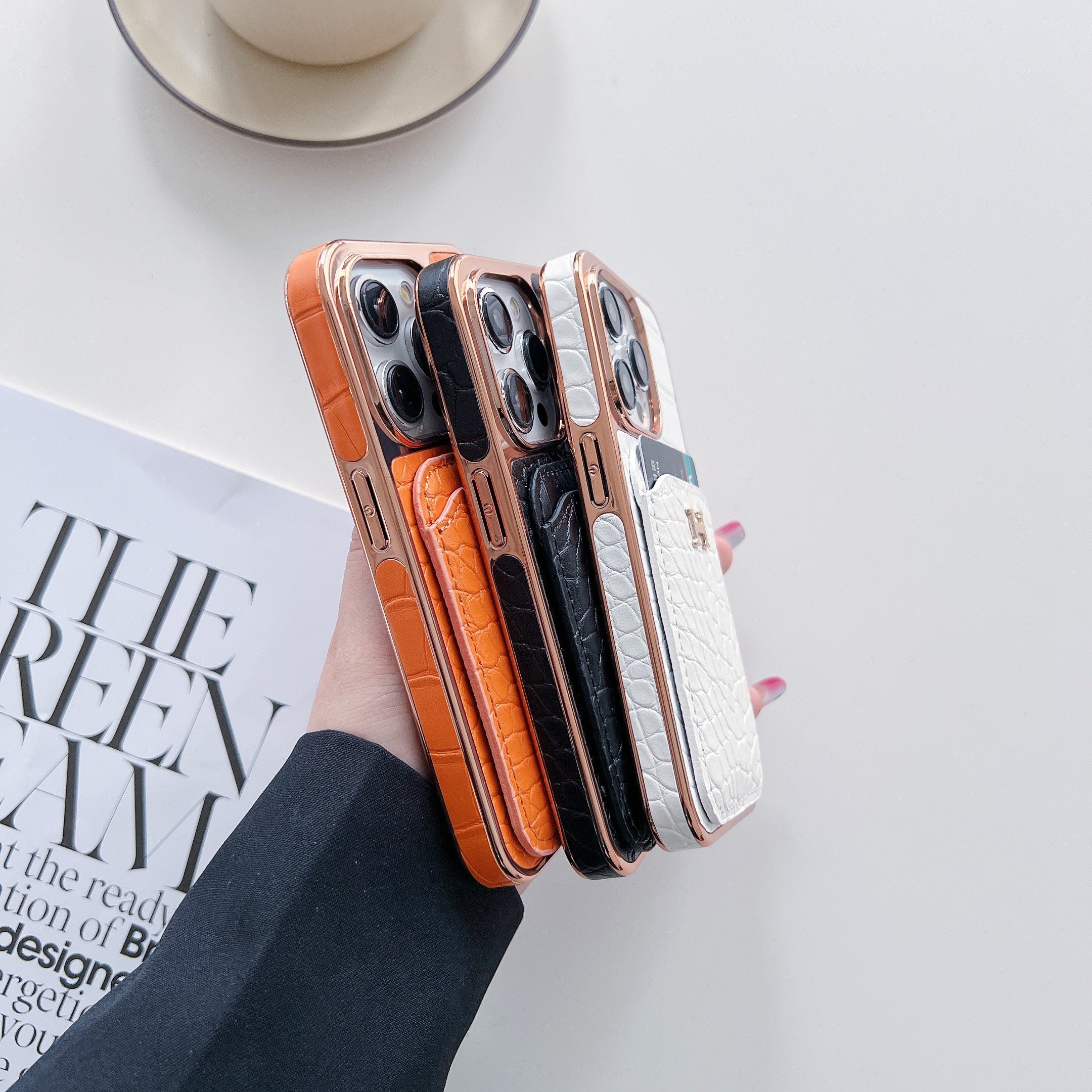 Electroplating Leather Card Holder Case