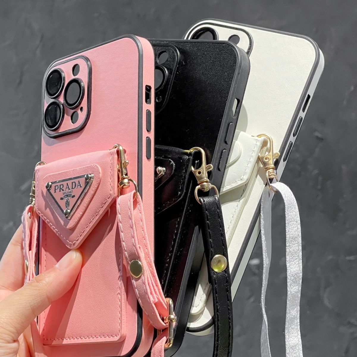 Triangle Logo Card Holder Crossbody Case