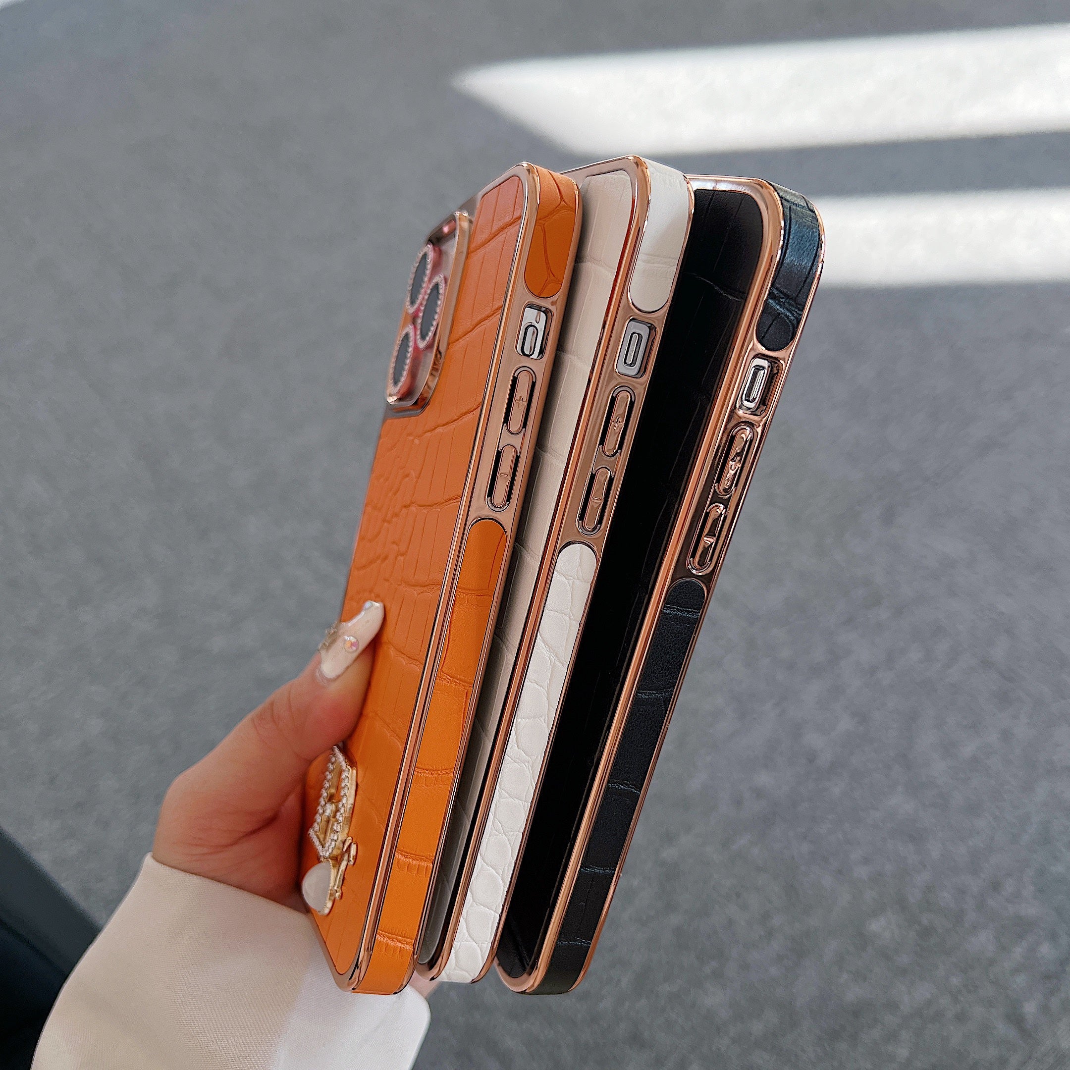 Electroplating All-inclusive Crocodile Pattern Leather Case