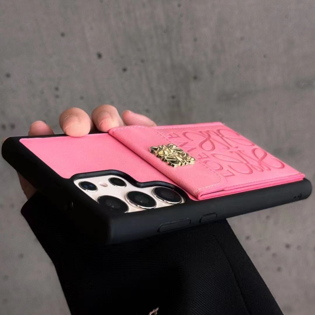 Metal Embroidered Leather Card Samsung Case