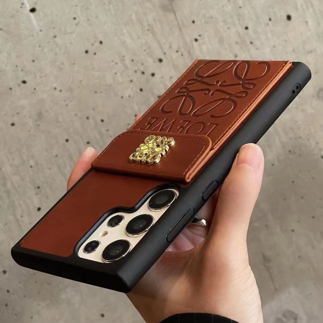 Metal Embroidered Leather Card Holder Samsung Galaxy Case