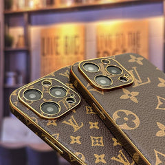 Gold-edged electroplated leather case