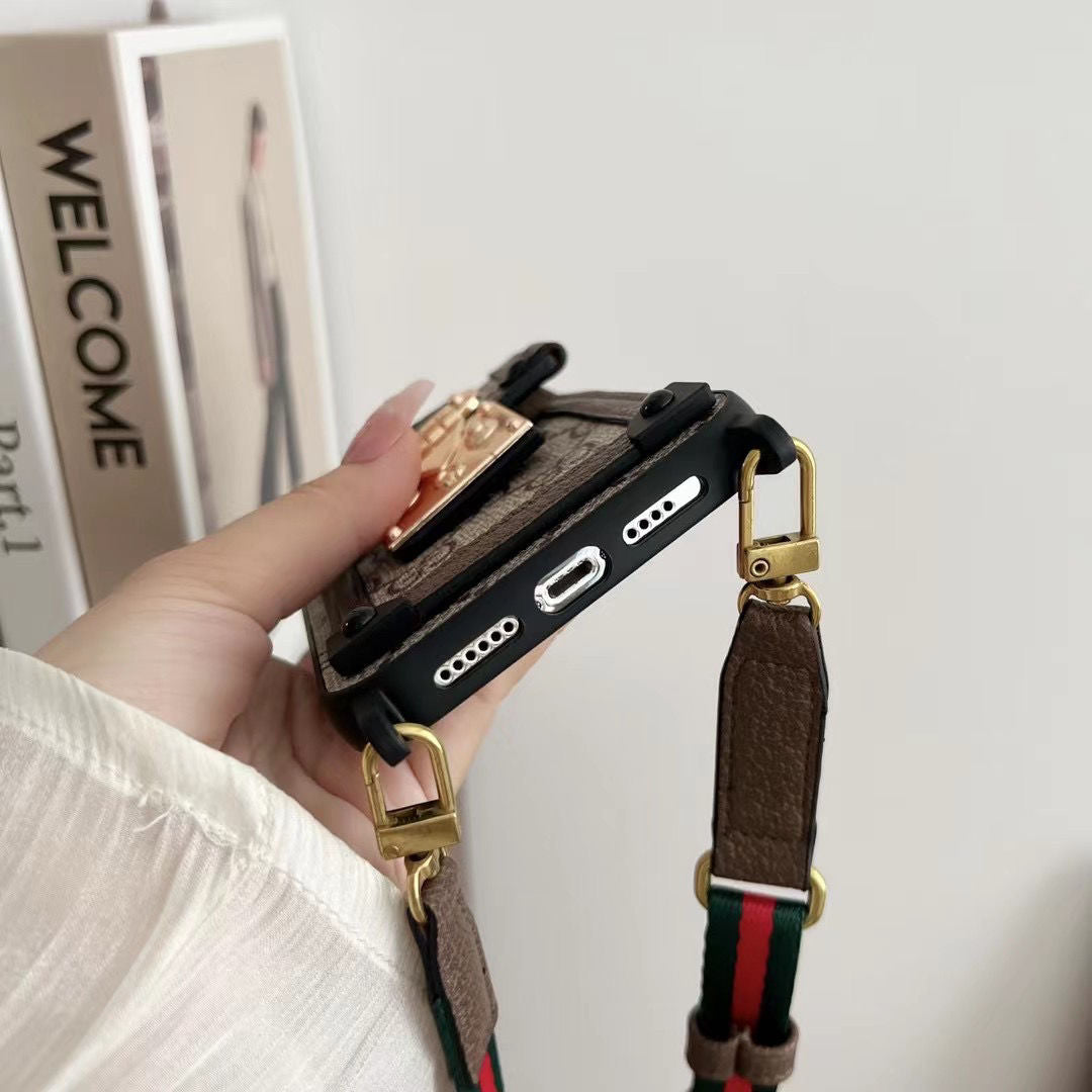 Vintage Crossbody Strap Card Holder Case