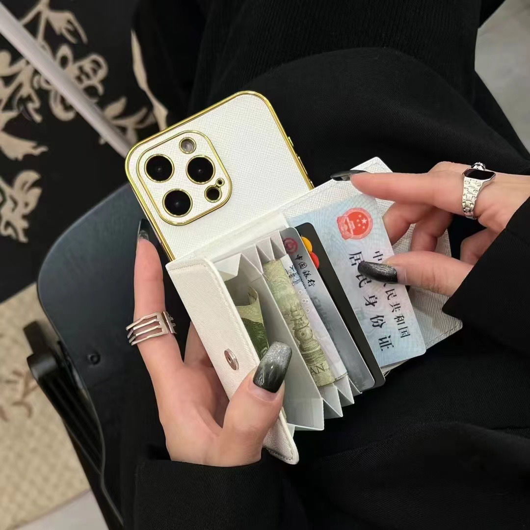 Electroplated Leather Bag Card Holder Case