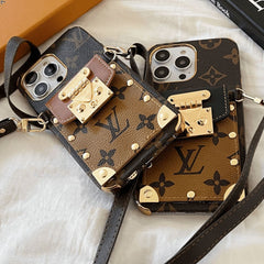Leather Classic Embossed Card Holder Crossbody Case