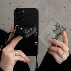 Triangle Logo Card Holder Crossbody Case