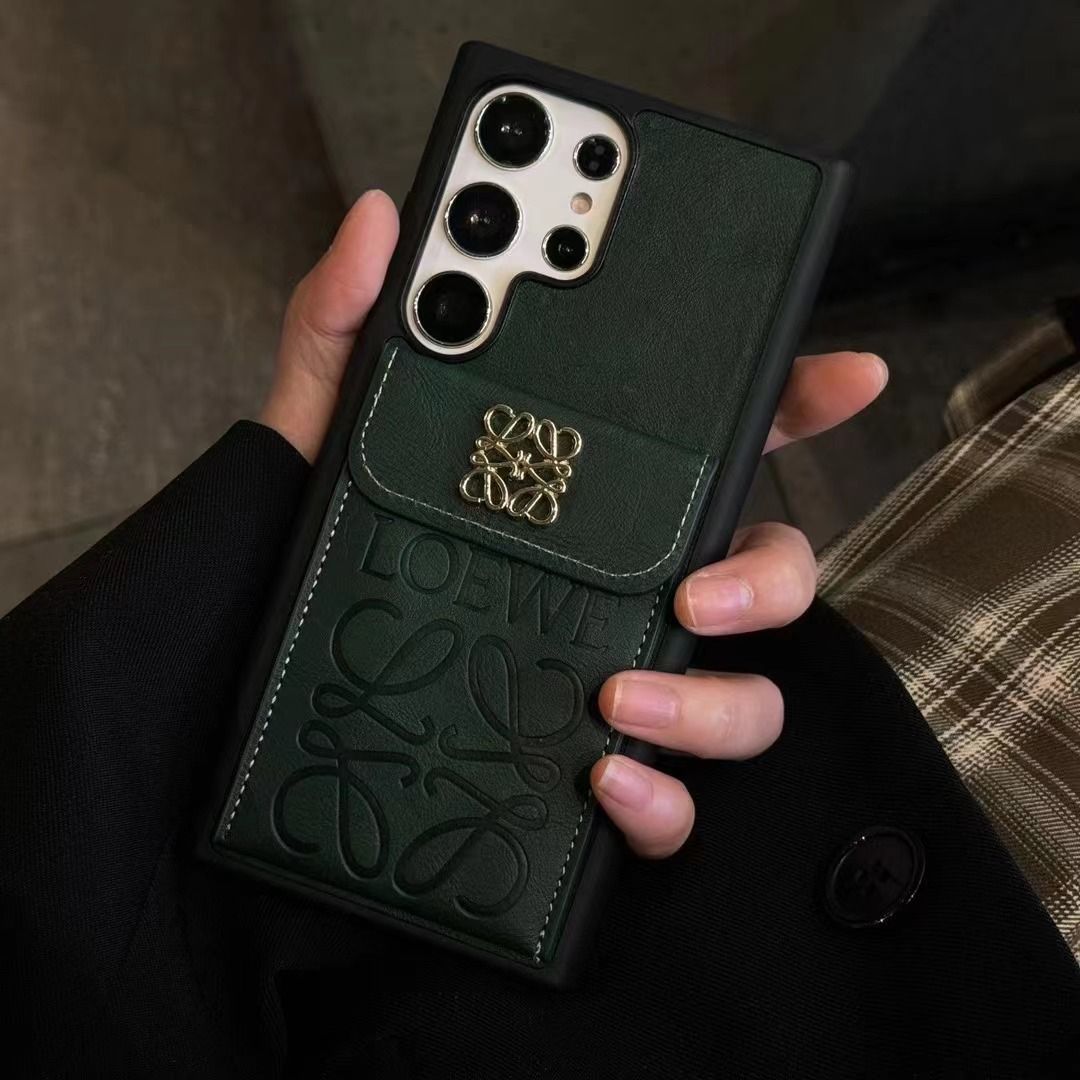Metal Embroidered Leather Card Samsung Case
