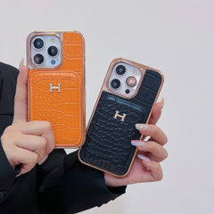 Electroplating Leather Card Holder Case