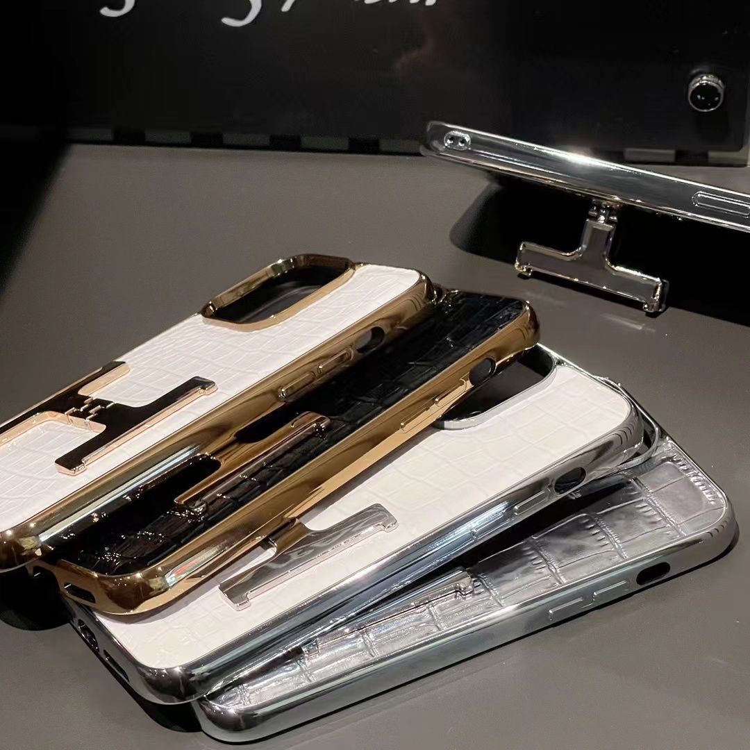 H Metal Bracket Crocodile Pattern Leather Case