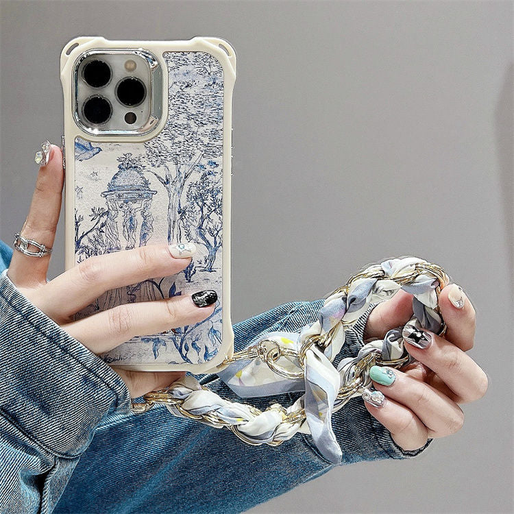 Vintage Embossed Silk Scarf Wristband Case