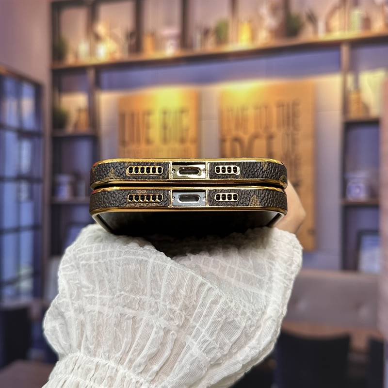 Gold-edged electroplated leather case