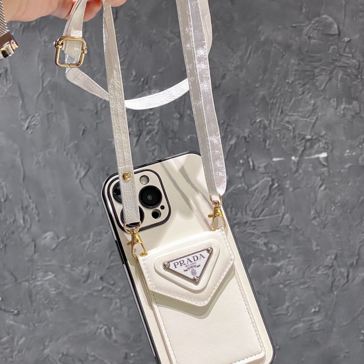 Triangle Logo Card Holder Crossbody Case