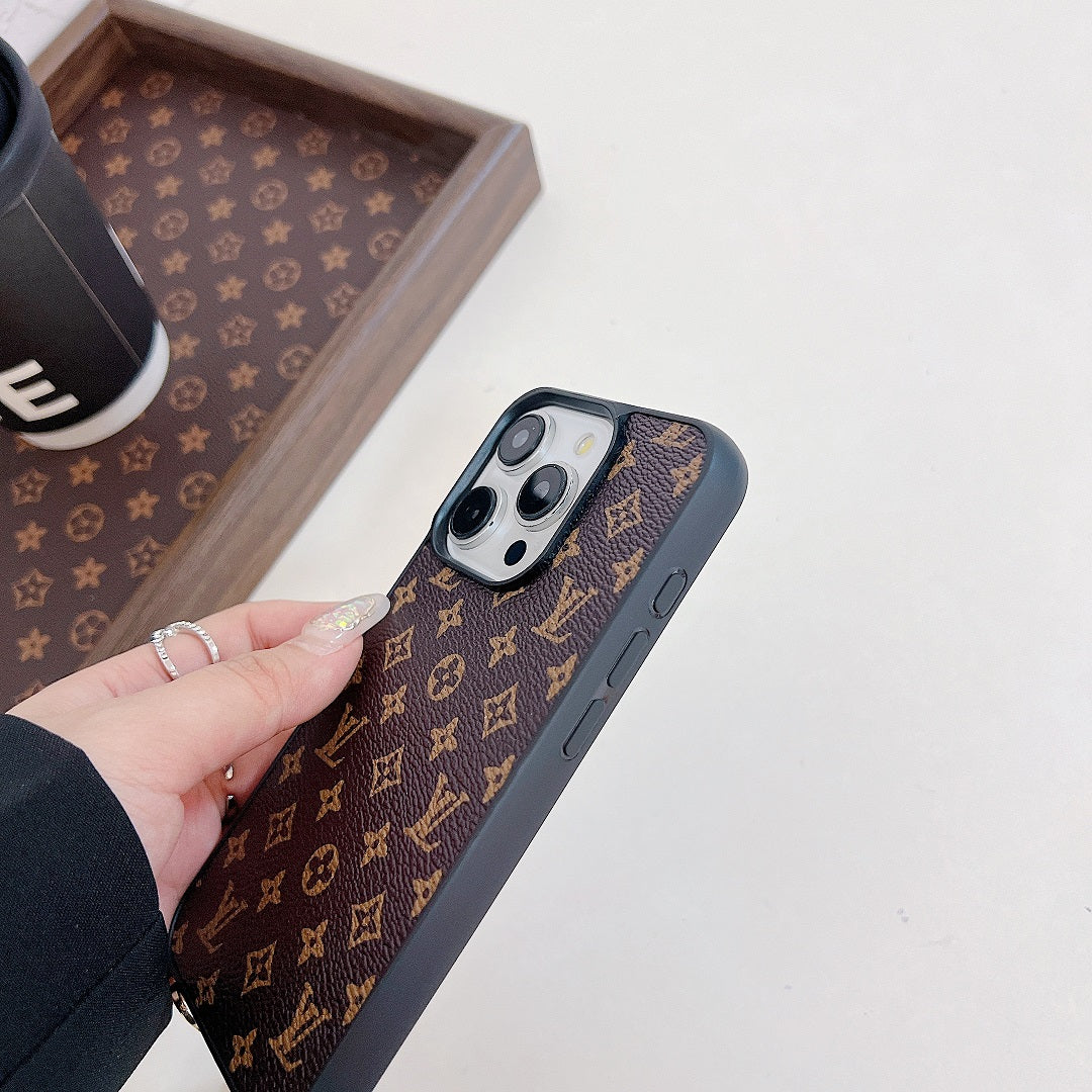 Metal Floral Chain Leather Case