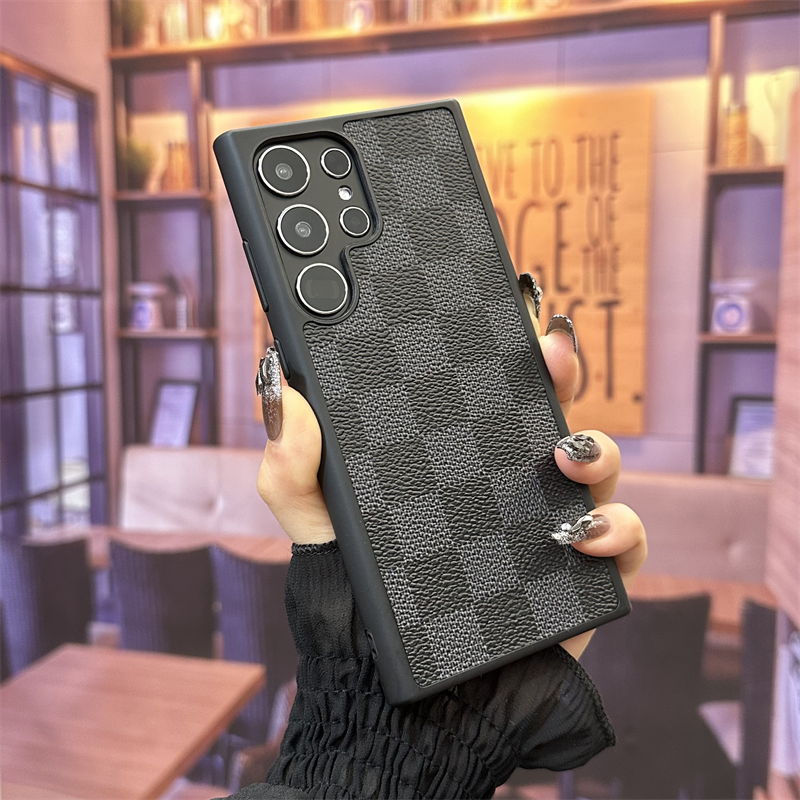 Leather Retro Checkerboard Samsung Case