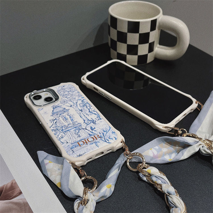 Vintage Embossed Silk Scarf Wristband Case
