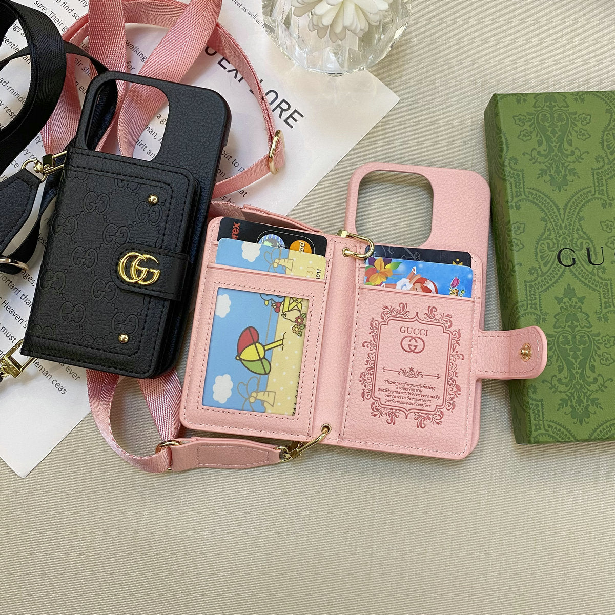 Leather Rivet Card Wallet Crossbody Case