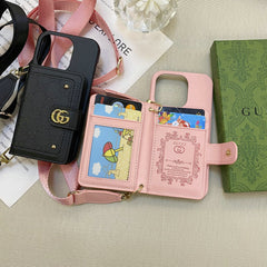 Leather Rivet Card Wallet Crossbody Case