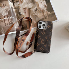 Premium Leather Wallet Lanyard Case