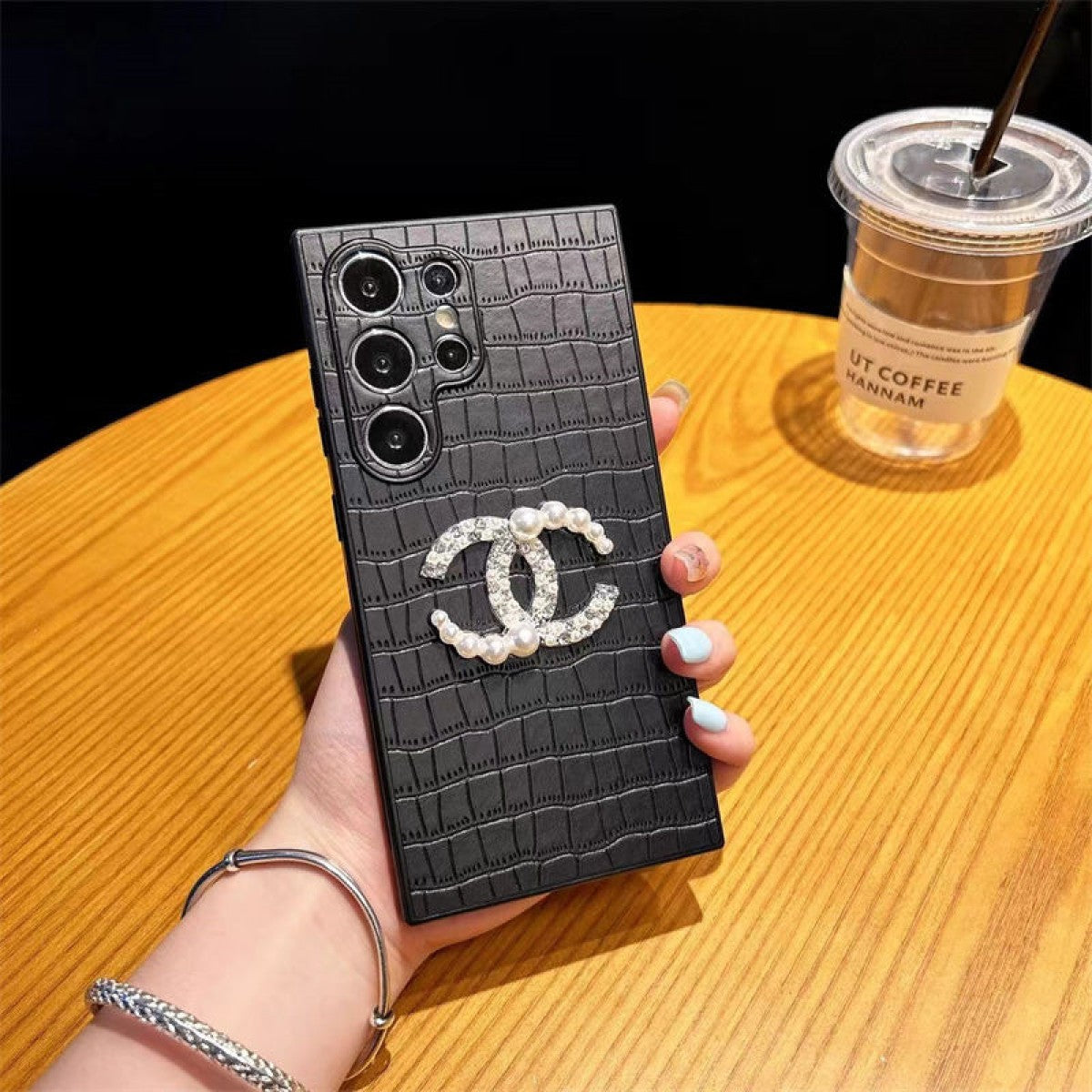 Fashionable Diamond Logo Leather Samsung Case