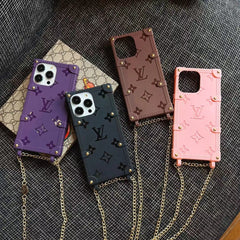 Embossed Silicone Chain Crossbody Case