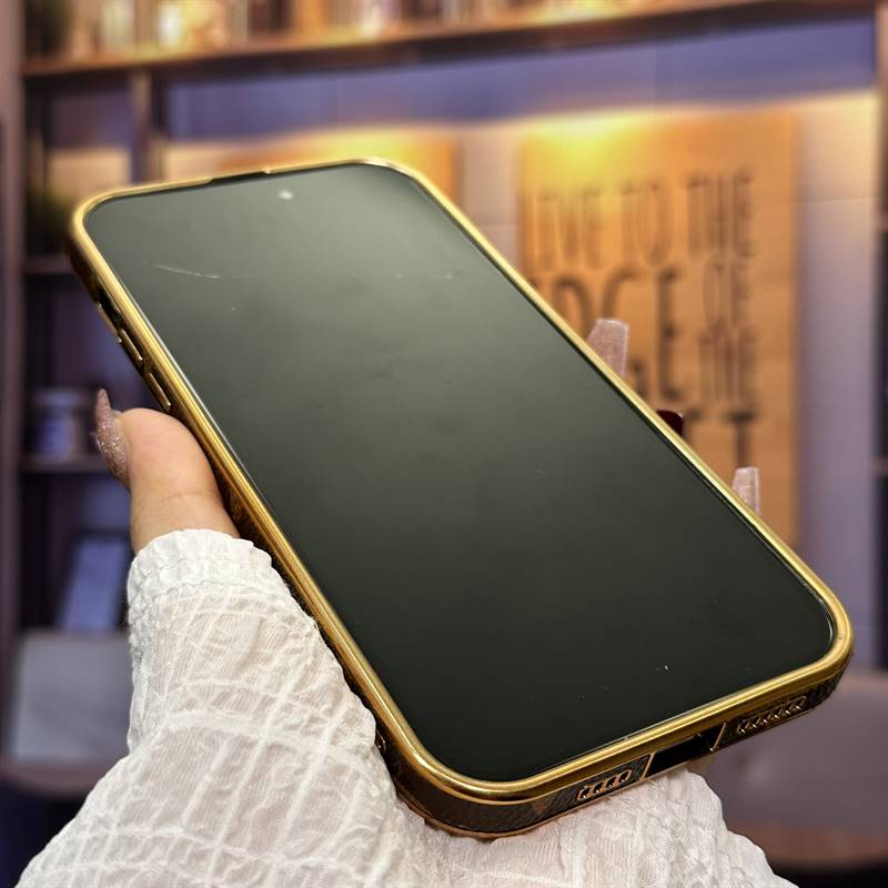 Gold-edged electroplated leather case
