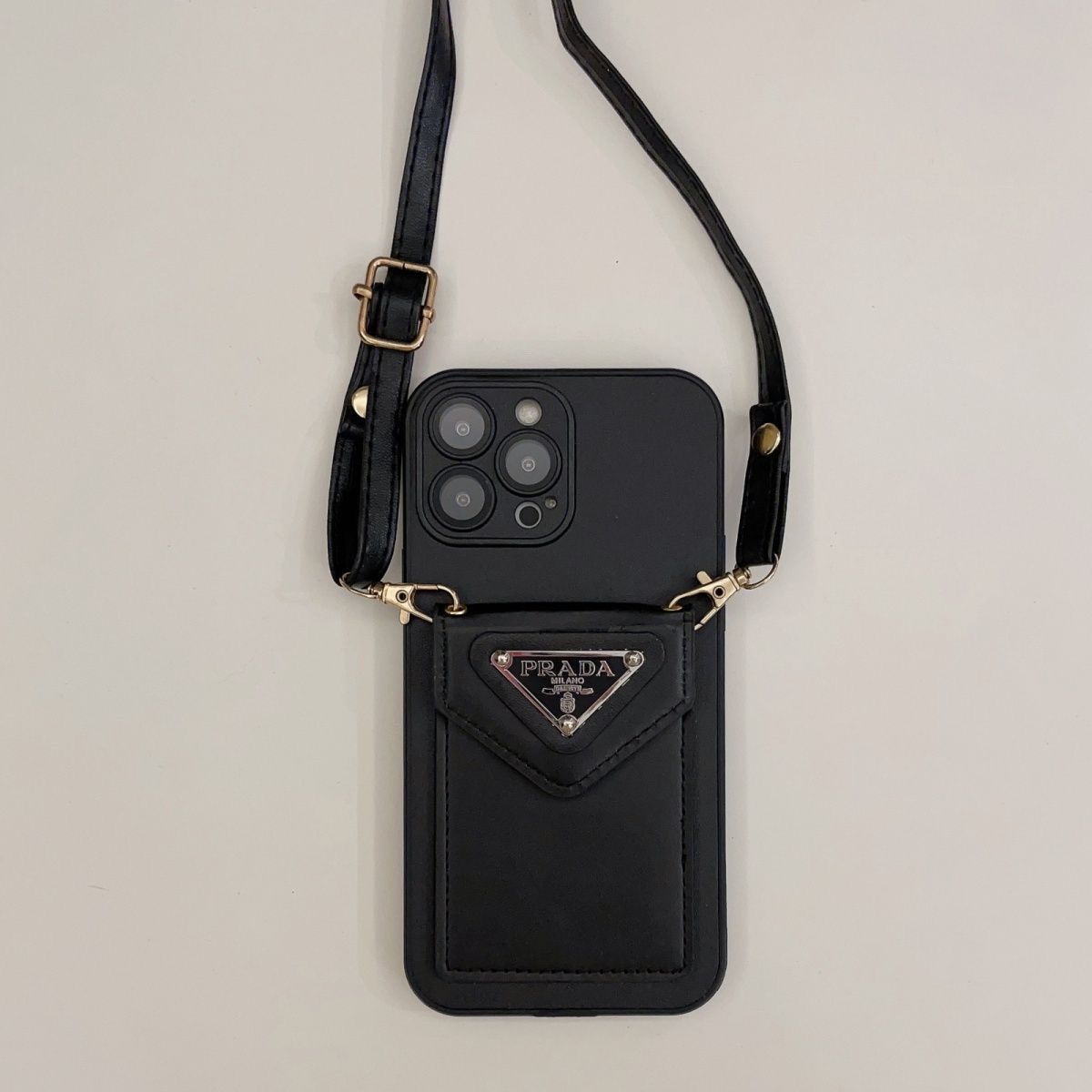 Triangle Logo Card Holder Crossbody Case