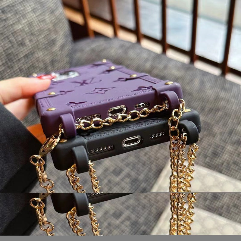 Embossed Silicone Chain Crossbody Case