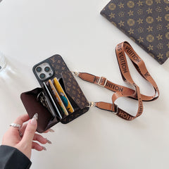 Fashion Luxury Leather Wallet Lanyard Case