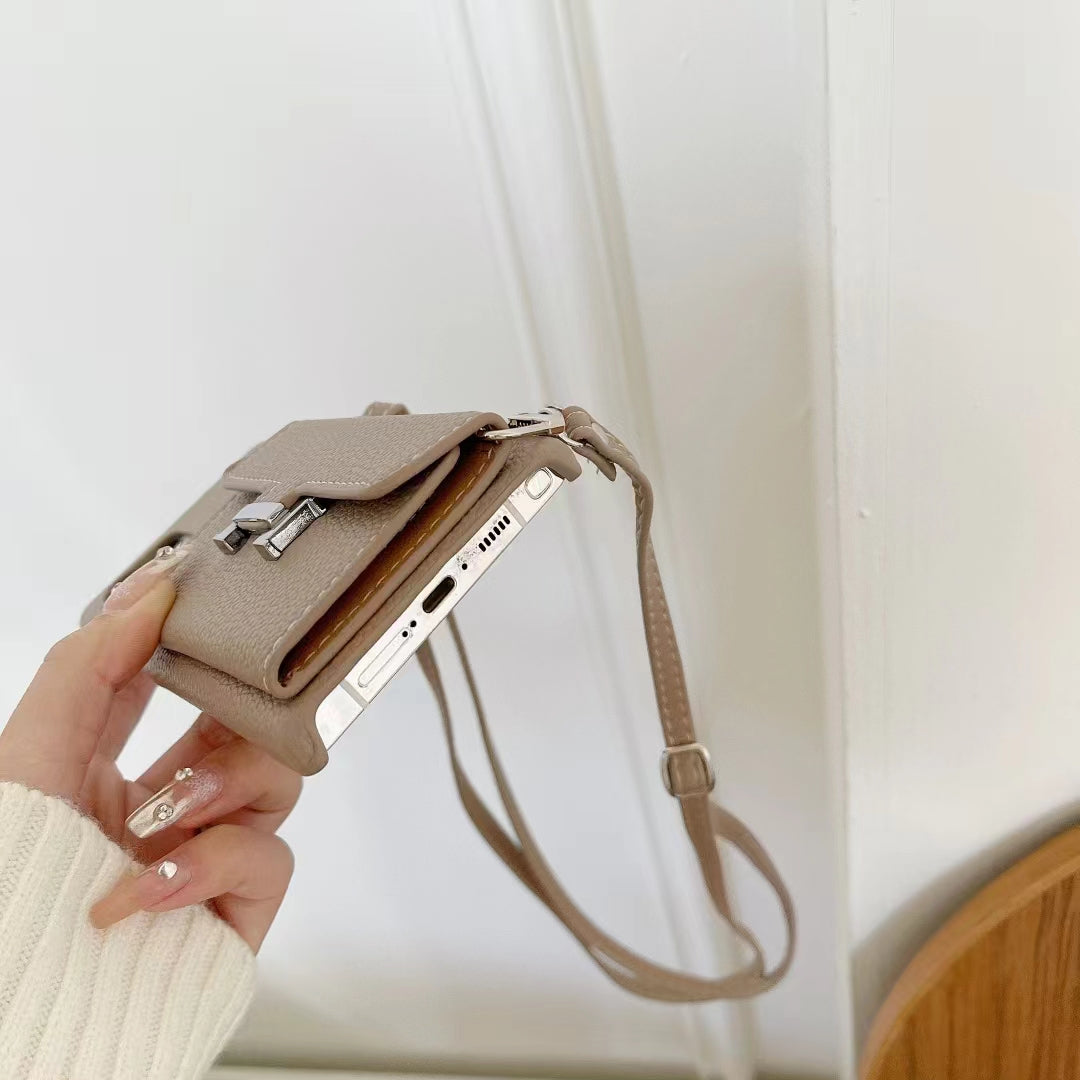 Metal H logo Leather Crossbody Samsung Case