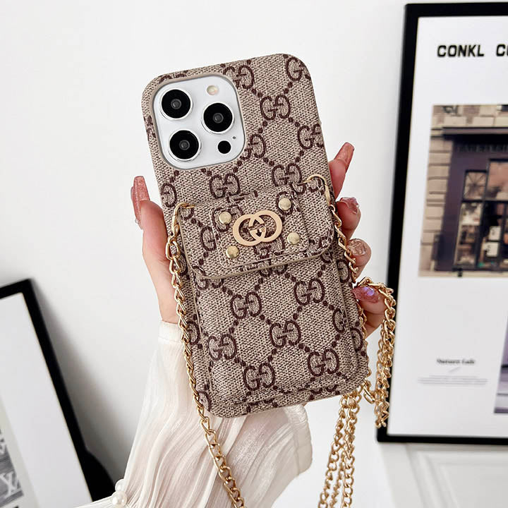 Monogram Embossed Leather Chain Case