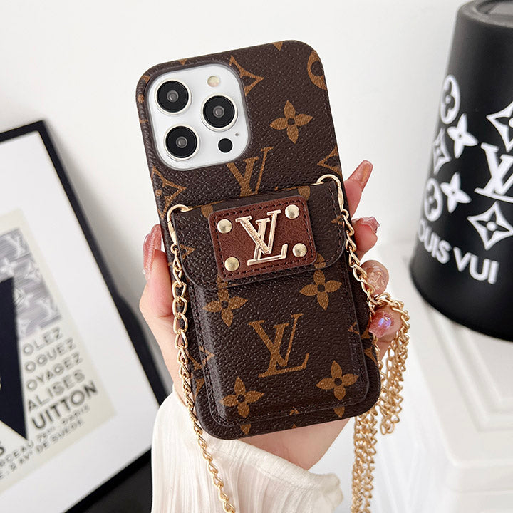 Monogram Embossed Leather Chain Case
