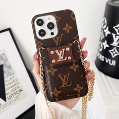 Monogram Embossed Leather Chain Case