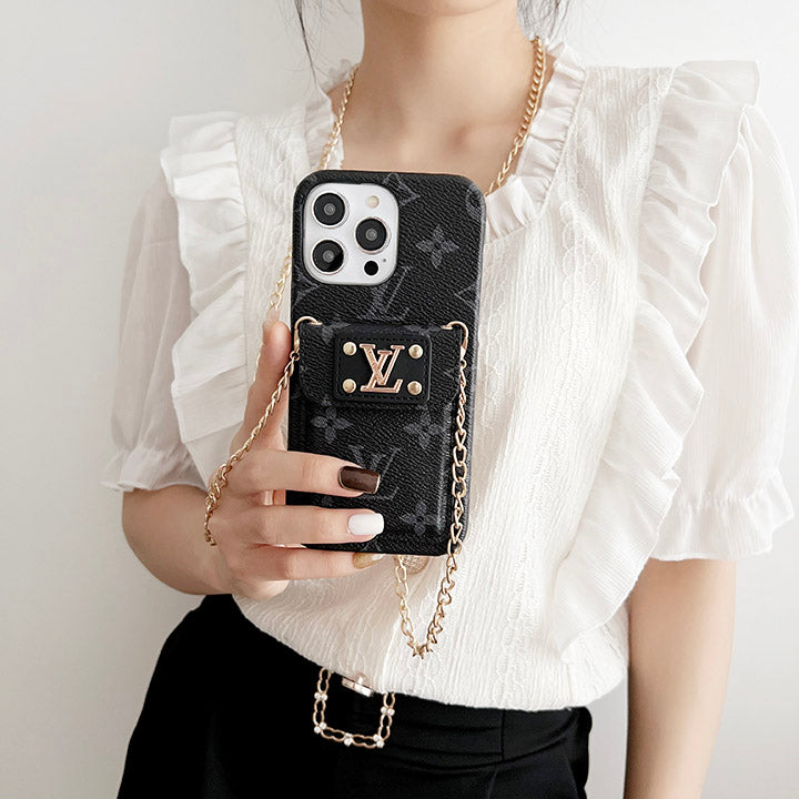 Monogram Embossed Leather Chain Case