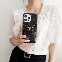 Monogram Embossed Leather Chain Case