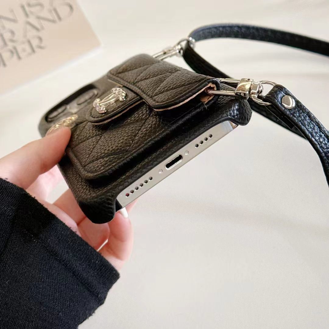 Classic Leather Card Holder Lanyard Case