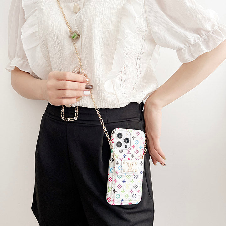 Monogram Embossed Leather Chain Case