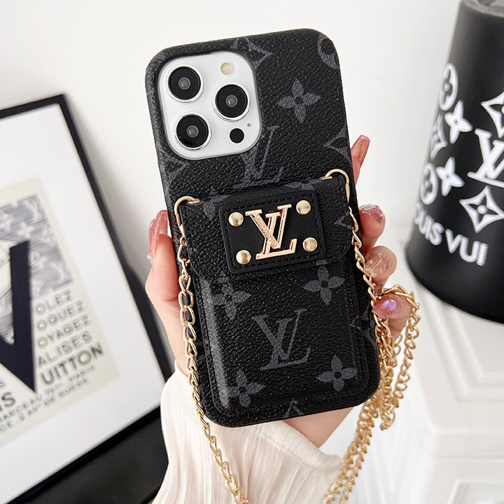 Monogram Embossed Leather Chain Case