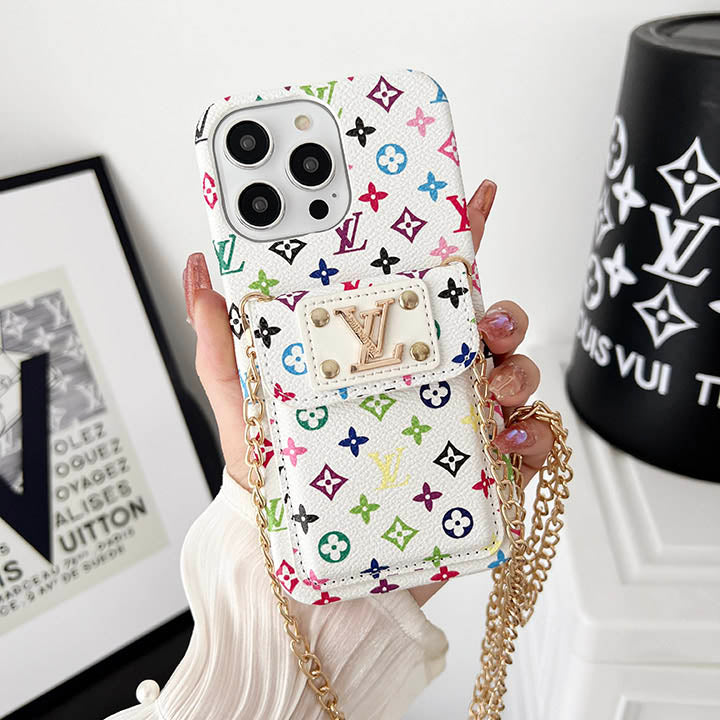 Monogram Embossed Leather Chain Case