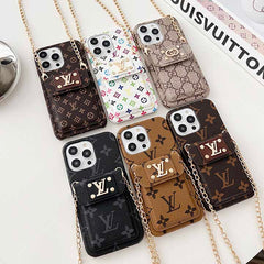 Monogram Embossed Leather Chain Case