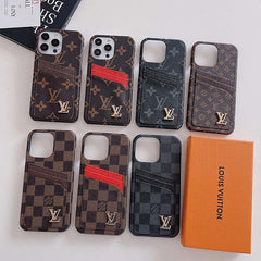 Metal Logo Leather Card Holder Case