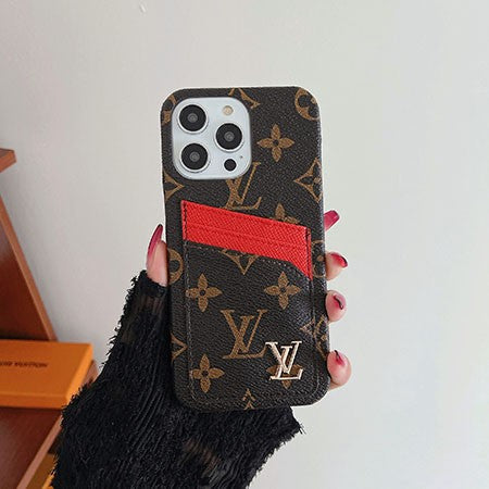 Metal Logo Leather Card Holder Case