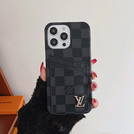 Metal Logo Leather Card Holder Case